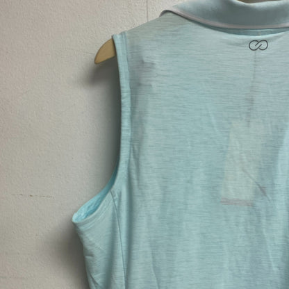 Calia Womens on Par Sleevless Polo Taffy Blue Solid Summer Zip polo WCG11000S22