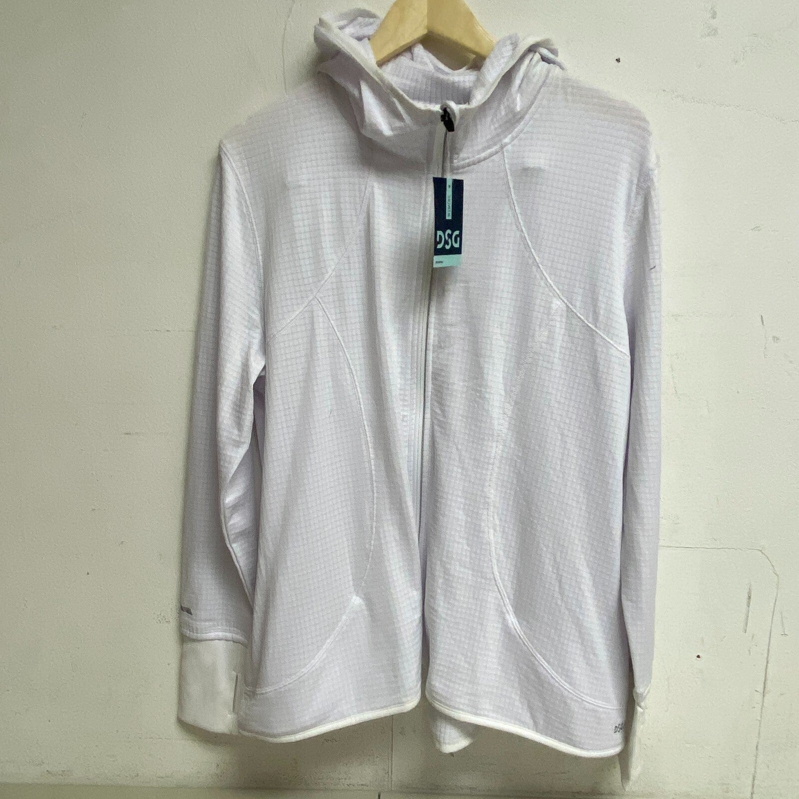 DSG Womens Run Grid Full Zip Pure White Jacket Solid Long Sleeve DAW21205