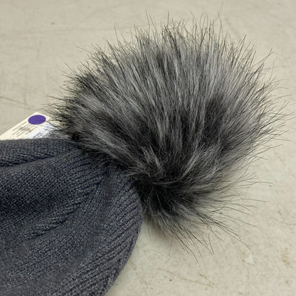 Calia Womens Slouch Beanie W/ Faux Fur Pom Beanie Heather NWT Grey CAC2202