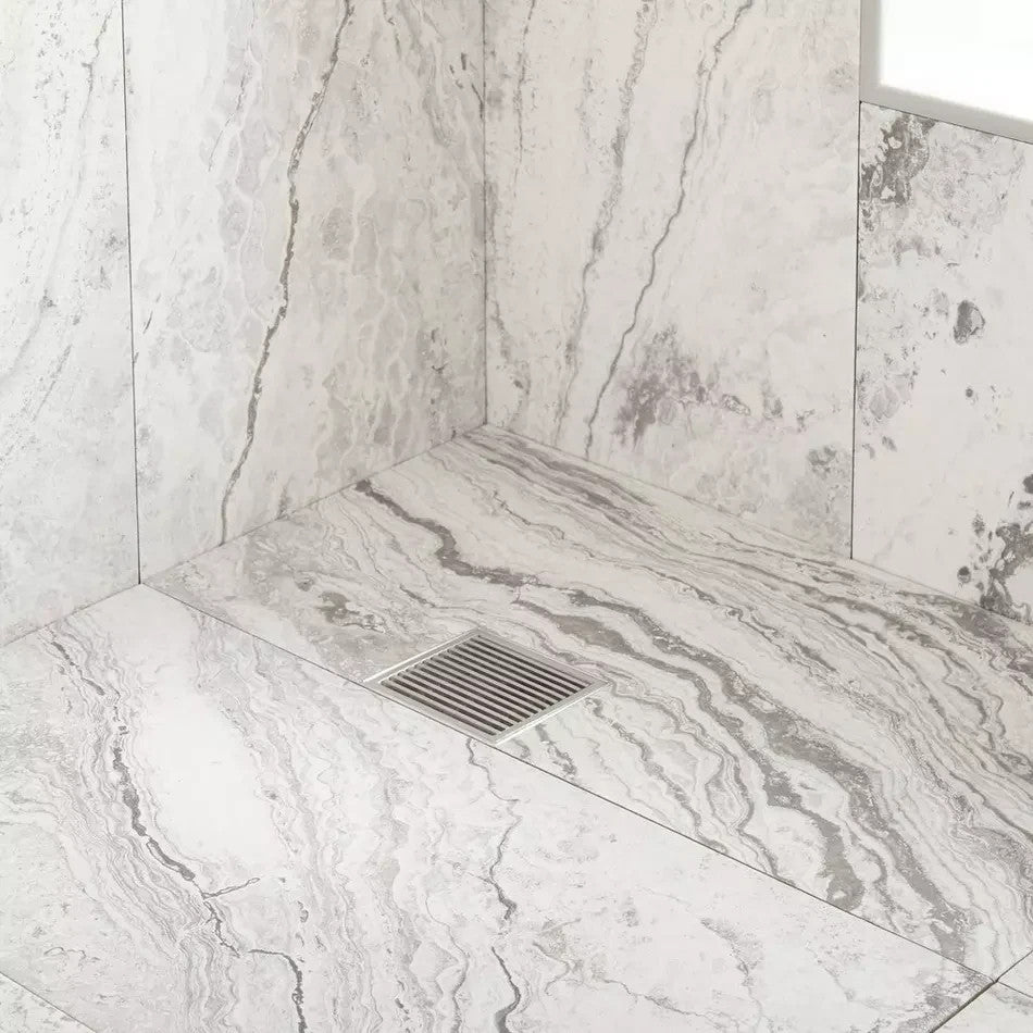 Signature Hardware Carmen 4″ Square Shower Drain Brushed Stainless Steel