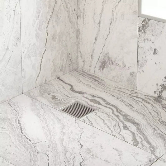 Signature Hardware Carmen 4″ Square Shower Drain Brushed Stainless Steel