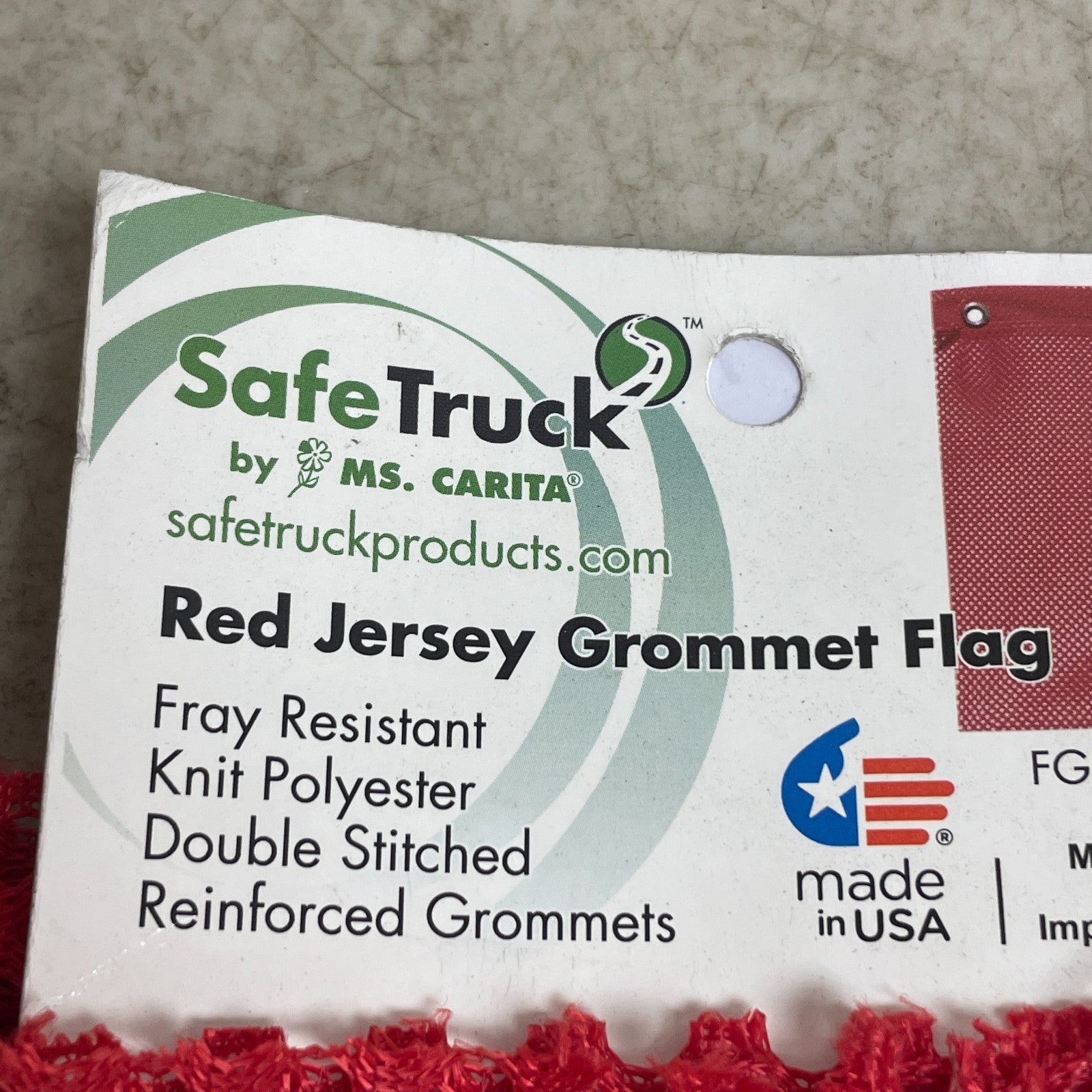 SafeTruck Red Jersey Safety Flag 18" x 18" FG300C with Heavy-Duty Grommets