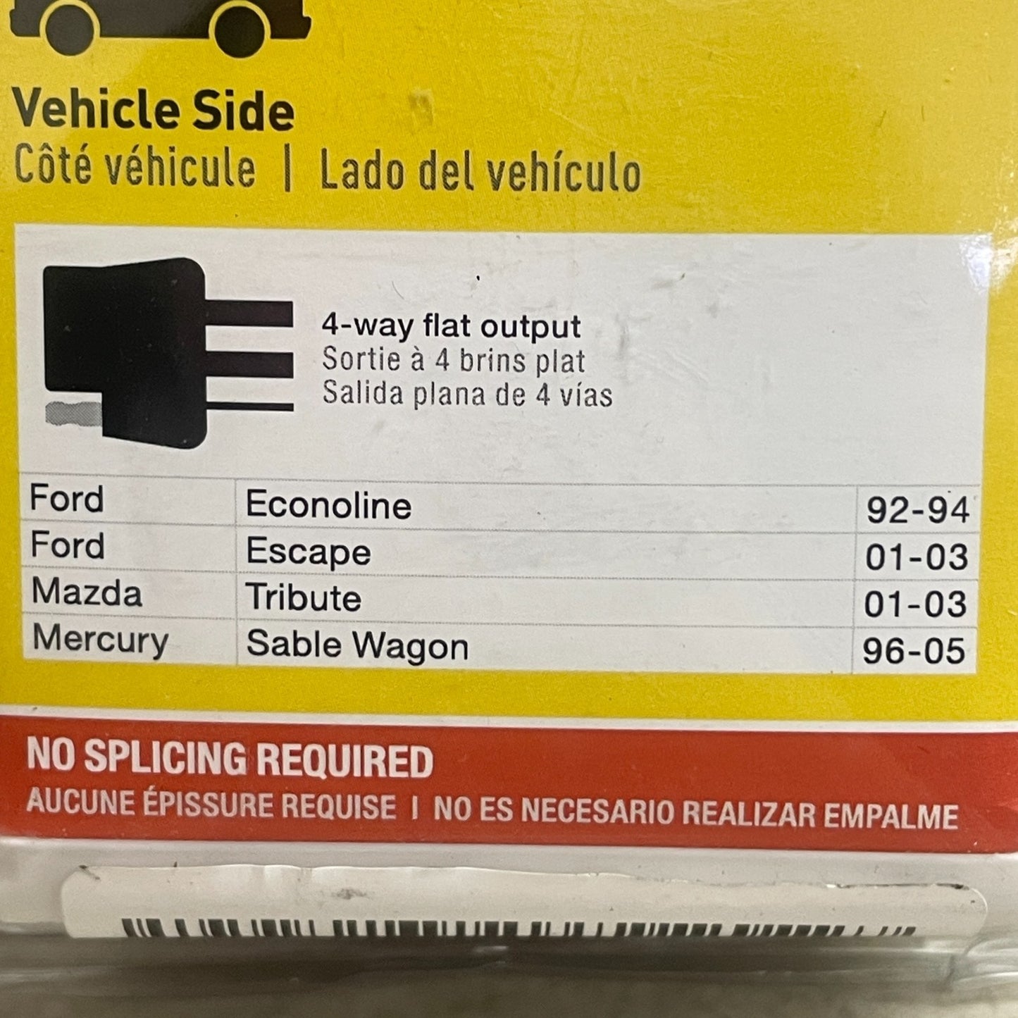 CURT 55343 4-Way Flat Custom Wiring Harness Ford Escape/Econoline/Tribute/Sable