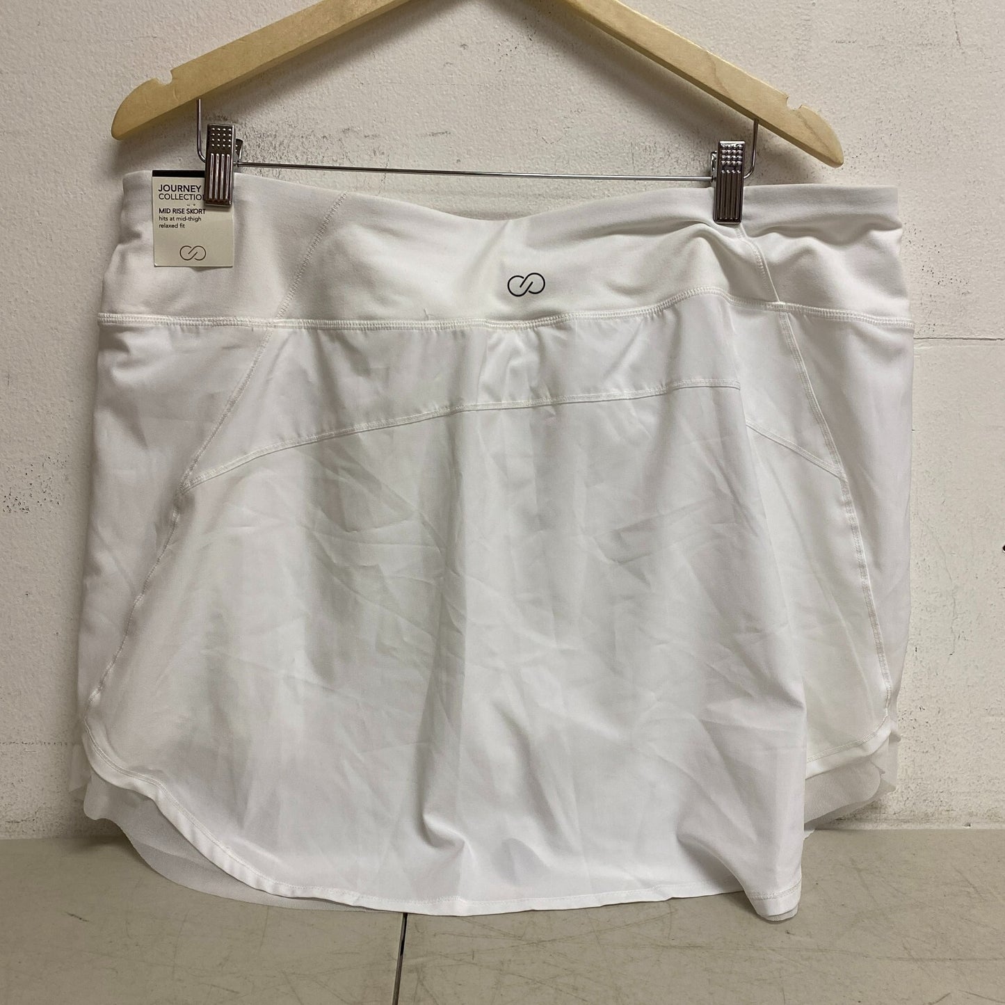 CALIA Women's Tulip Hem Skort Pure White Solid Relaxed fit Journey WAX12237