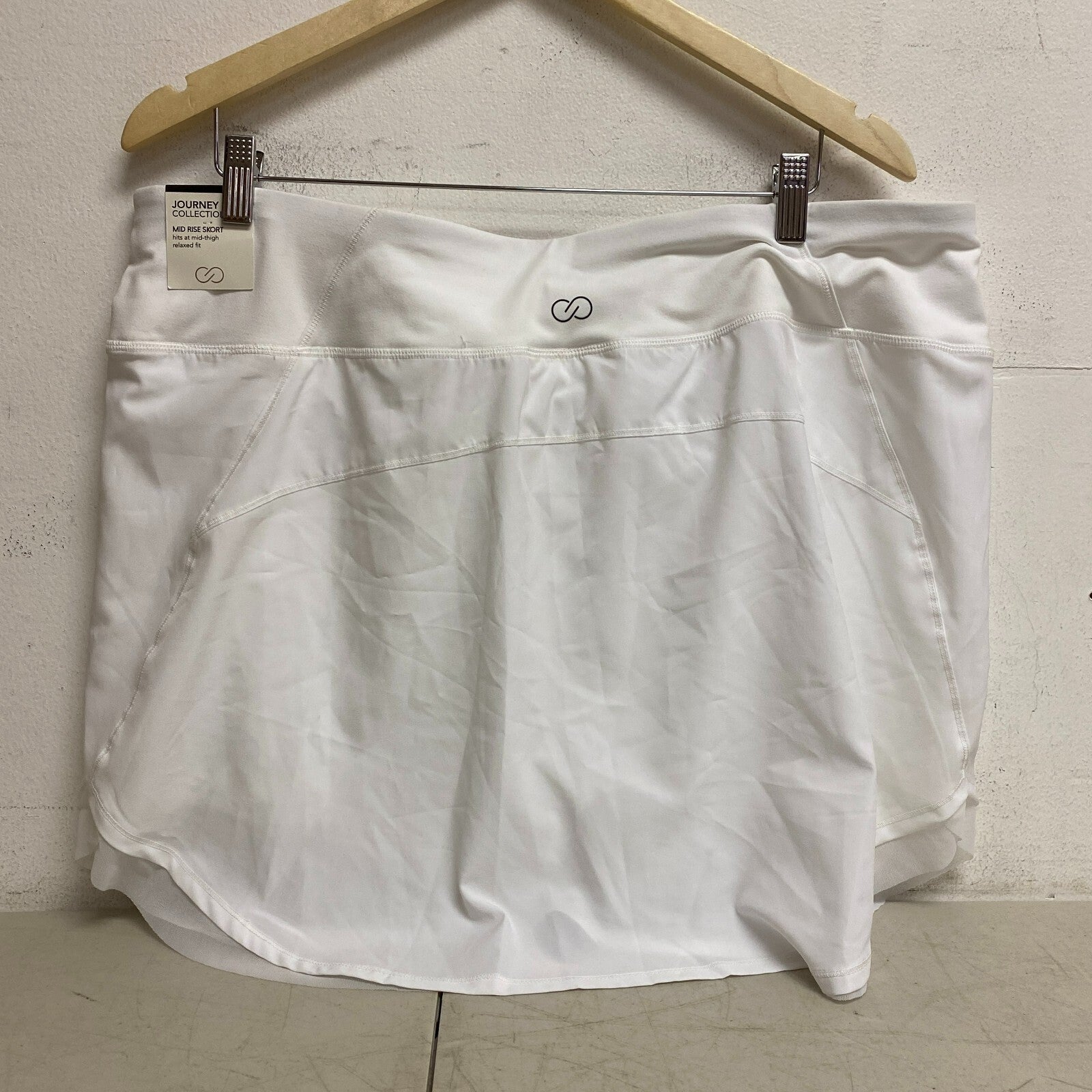 CALIA Women's Tulip Hem Skort Pure White Solid Relaxed fit Journey WAX12237