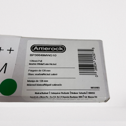 Amerock Carrione 3‑3/4″ Bar Cabinet Pull Marble White/Satin Nickel (TWO PACK)