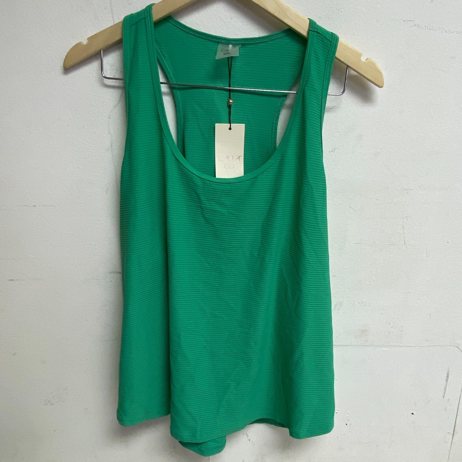 Calia Women's Scoop Racer Tank Top Green Glow WAX11205S Sleeveless BRAND NEW