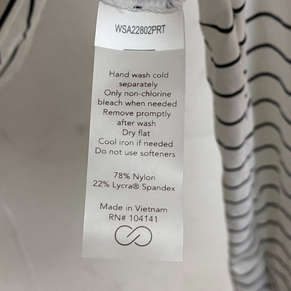 CALIA Womens Keyhole Crop Rashguard Stripe White Long Sleeve WSA22802PRT