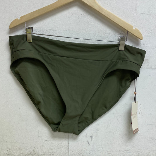 CALIA Women's Mid Rise Wide Banded High Leg Swim Bottoms Dark Olive WSA23414