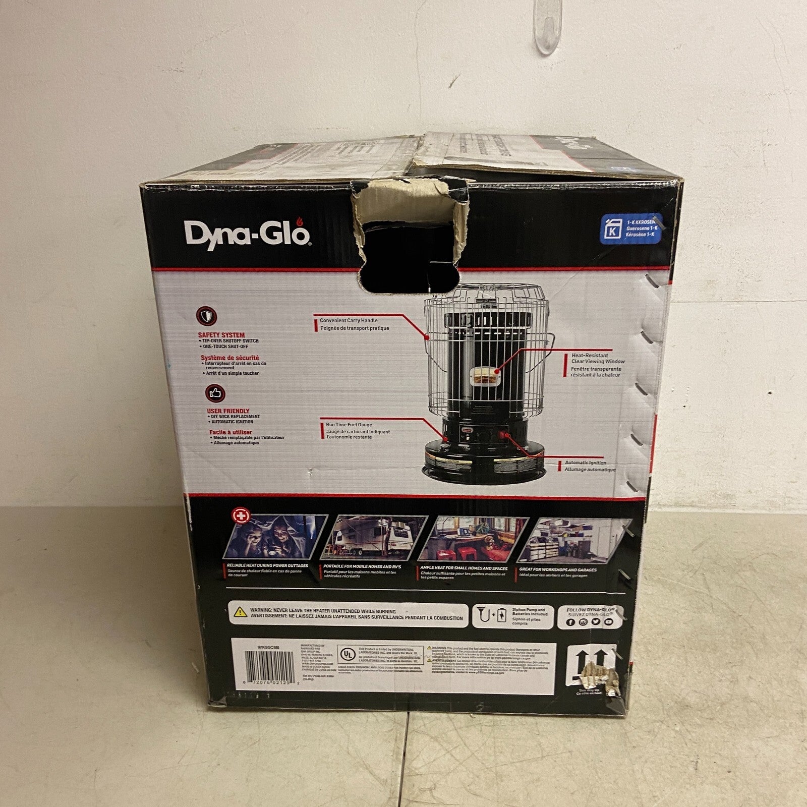 Dyna-Glo WK95C8B 23800 BTU Indoor Portable Kerosene Convection Heater