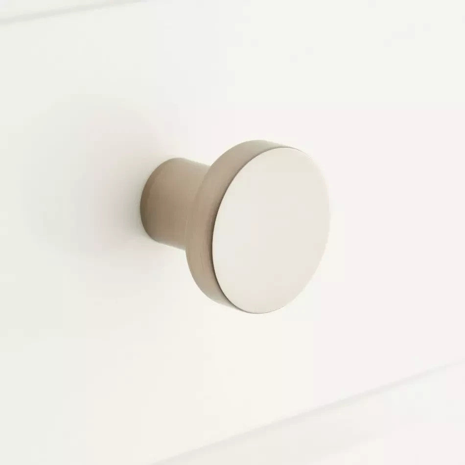 Signature Hardware Orvin 1‑1/8″ Flat Round Cabinet Knob Brushed Nickel