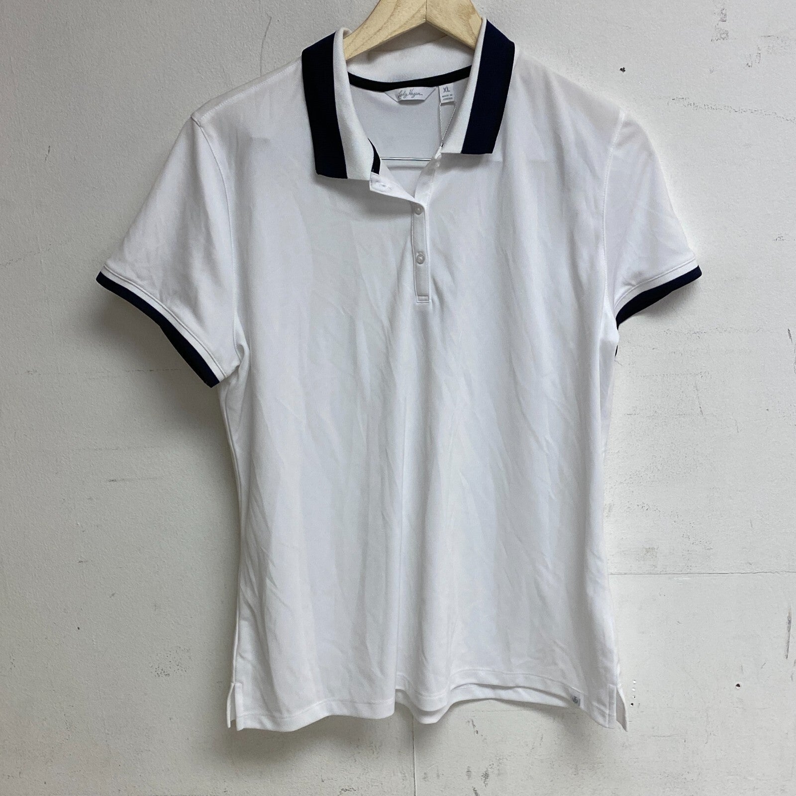 Walter Hagen Women's Pique Rib Trim Short Sleeve Golf Polo White/ Black WGH11503