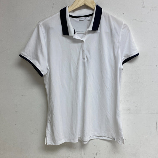 Walter Hagen Women's Pique Rib Trim Short Sleeve Golf Polo White/ Black WGH11503