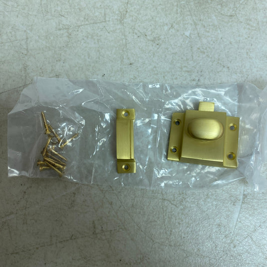 SIGNATURE HARDWARE PITKIN BRASS CABINET LATCHES WITH OVAL KNOB- SATIN BRASS