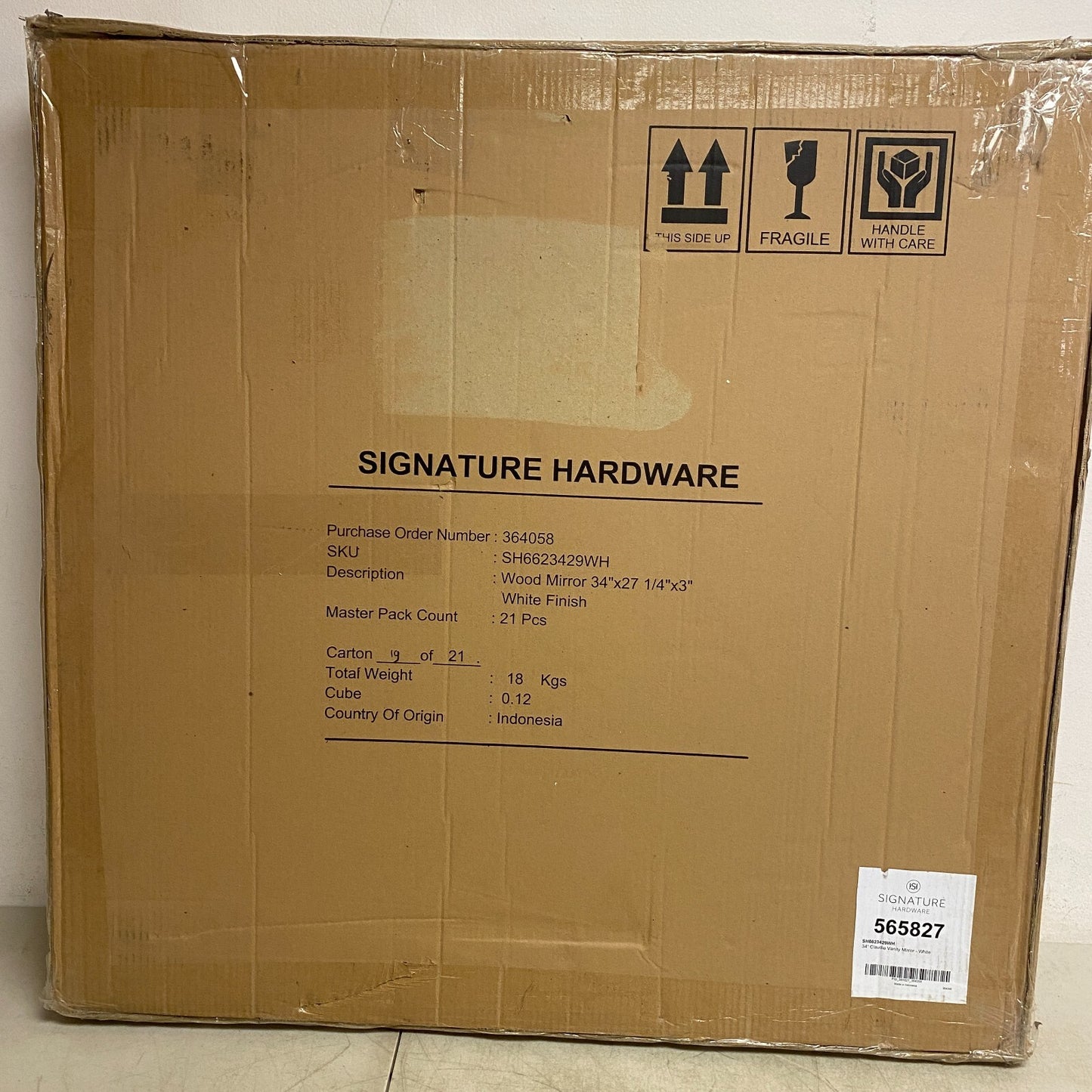 Signature Hardware 34" Claudia SH6623429WH Vanity Mirror - White