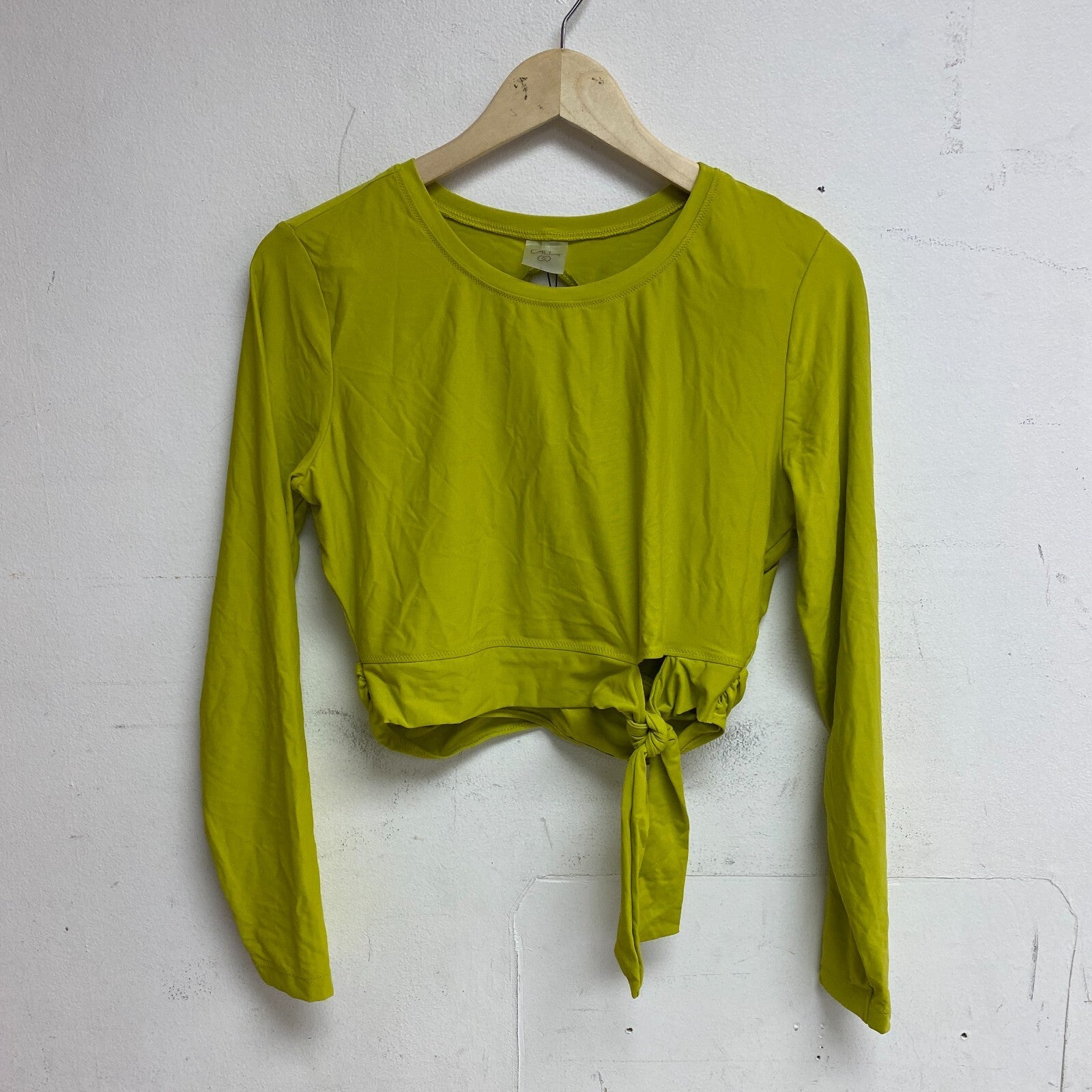 Calia Women's Swim Collection Cropped Front Tied Rash Guard Kiwi Green WSA22804