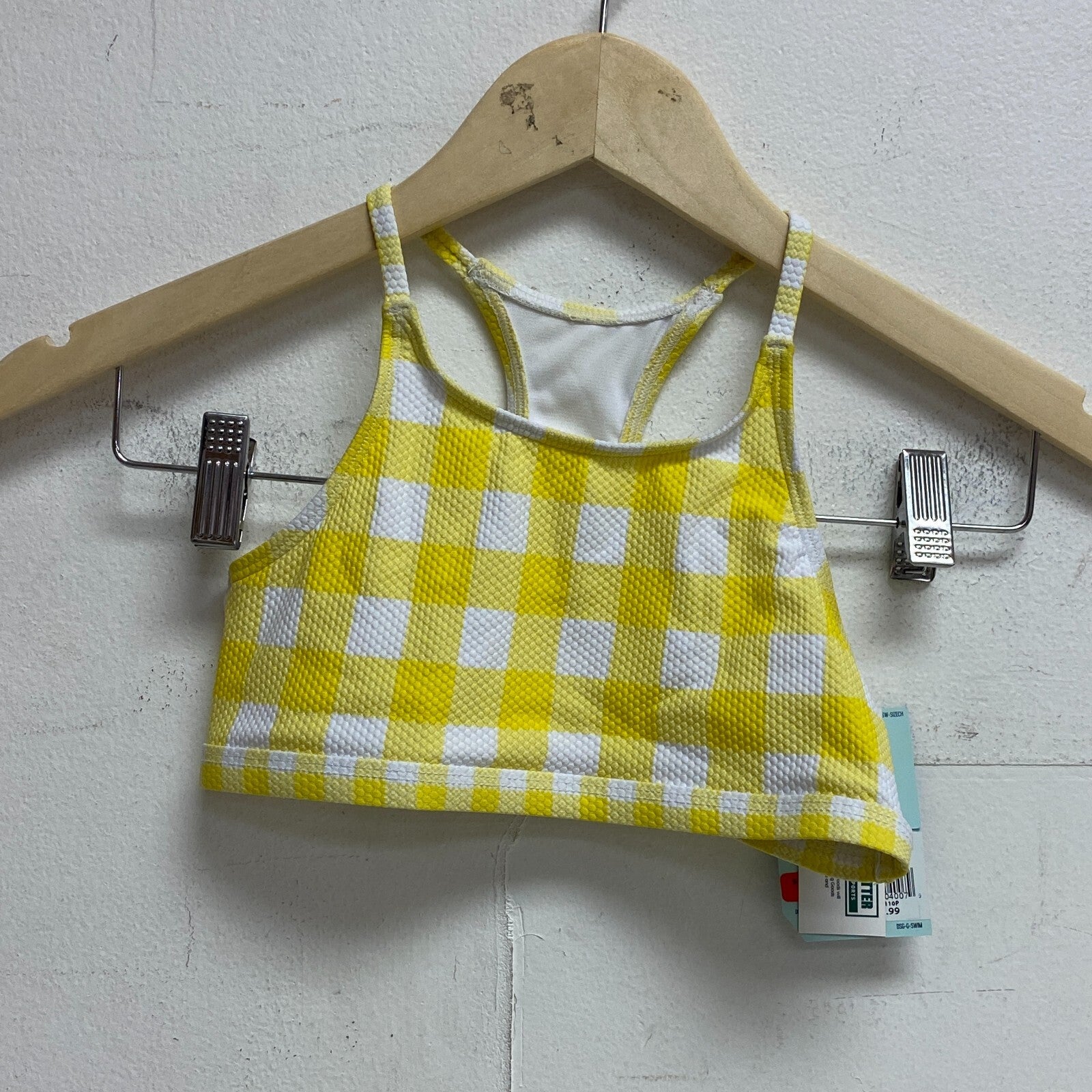 DSG Girls Core  Cute Swim Top Picnic Gingham Yellow &White DSG8110P Brand New