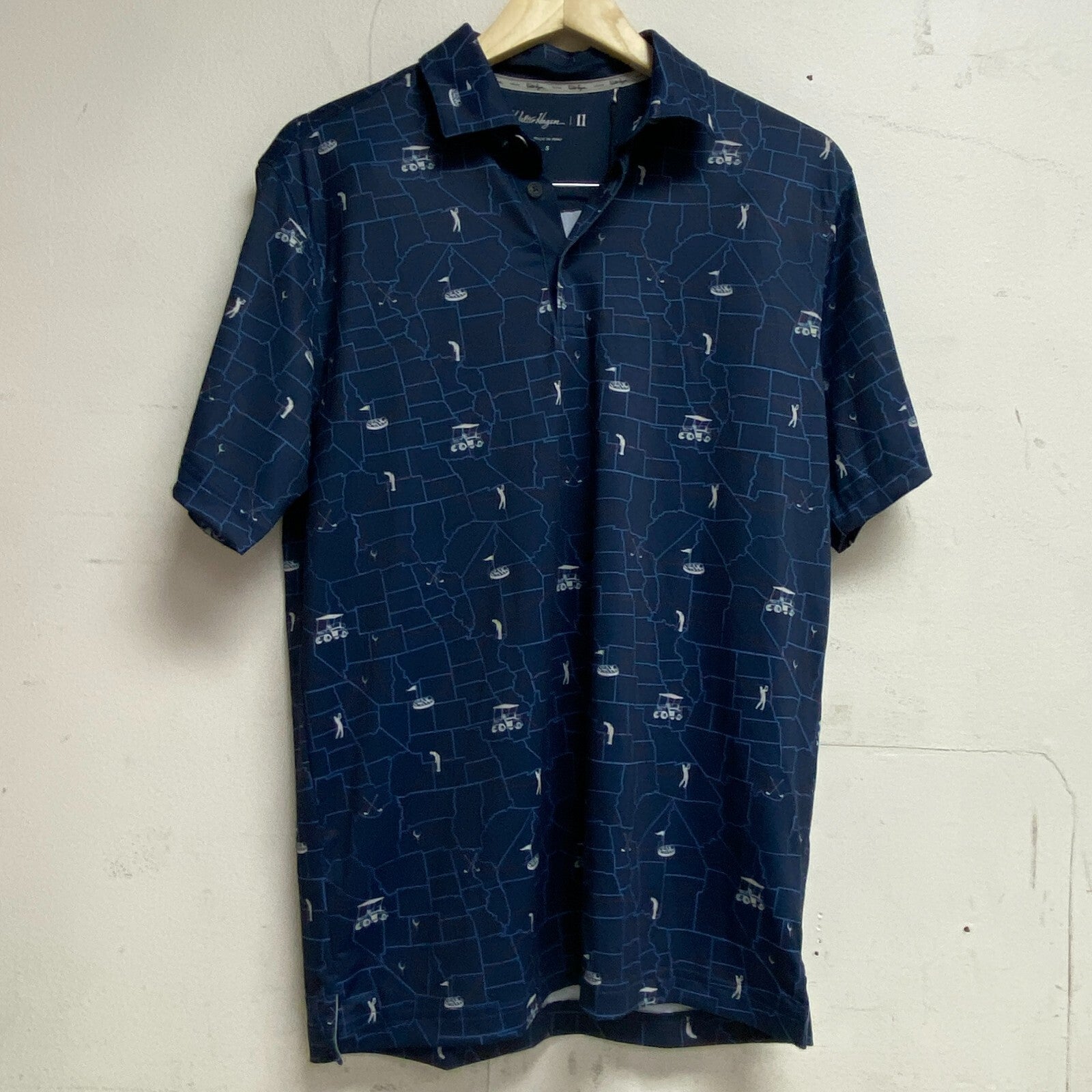 Walter Hagan Mens' P11 USA Road Trip Print Polo Road Trip Navy MGA11481