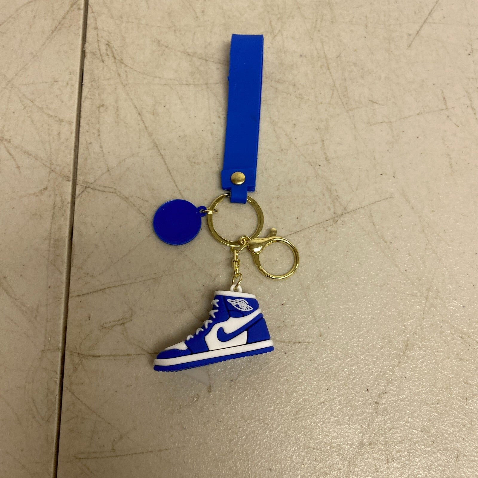 Assorted Silicone Air Jordan 1 Blue and White Keychain Accessory