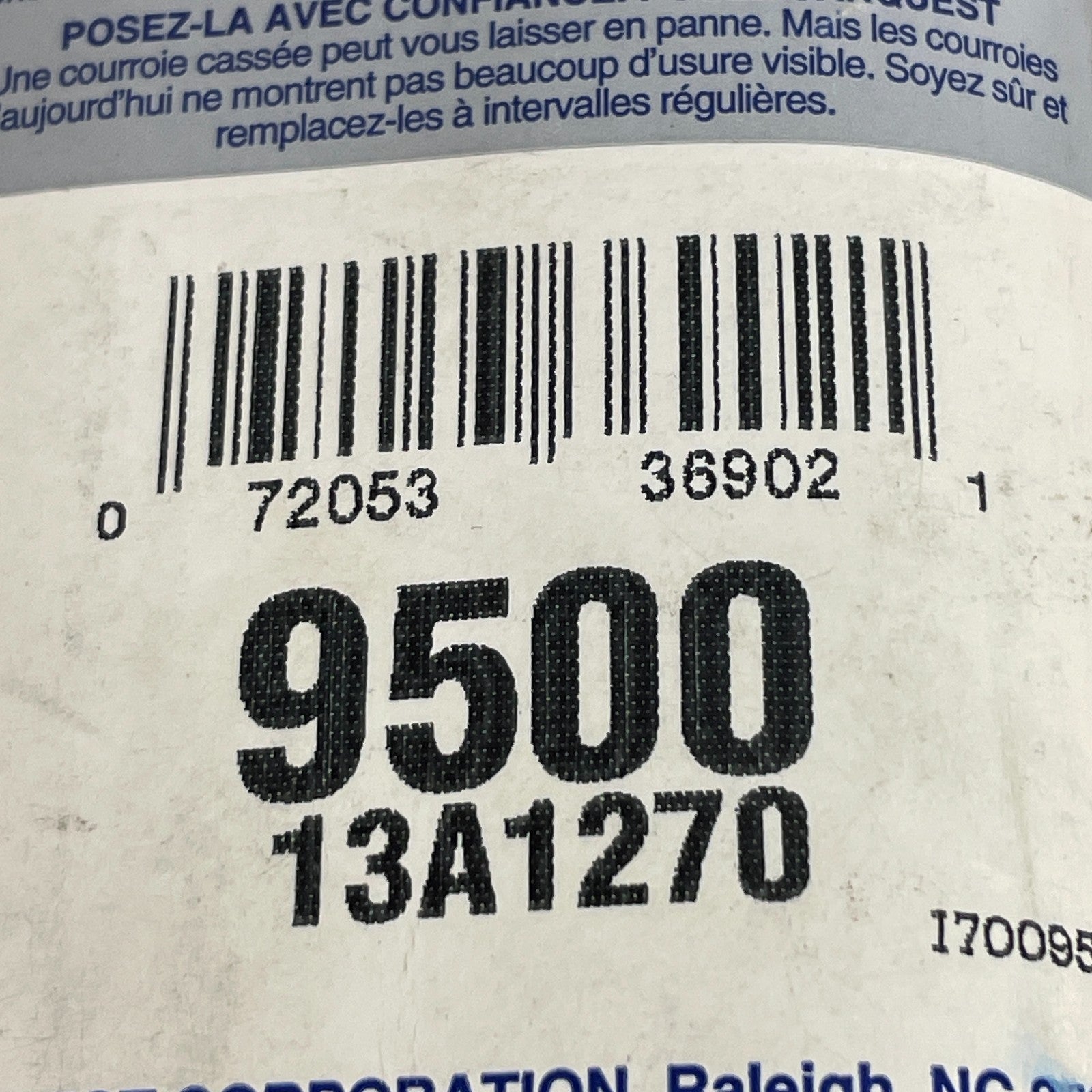 Carquest XL 9500 V-Belt 13A1270 Green Stripe