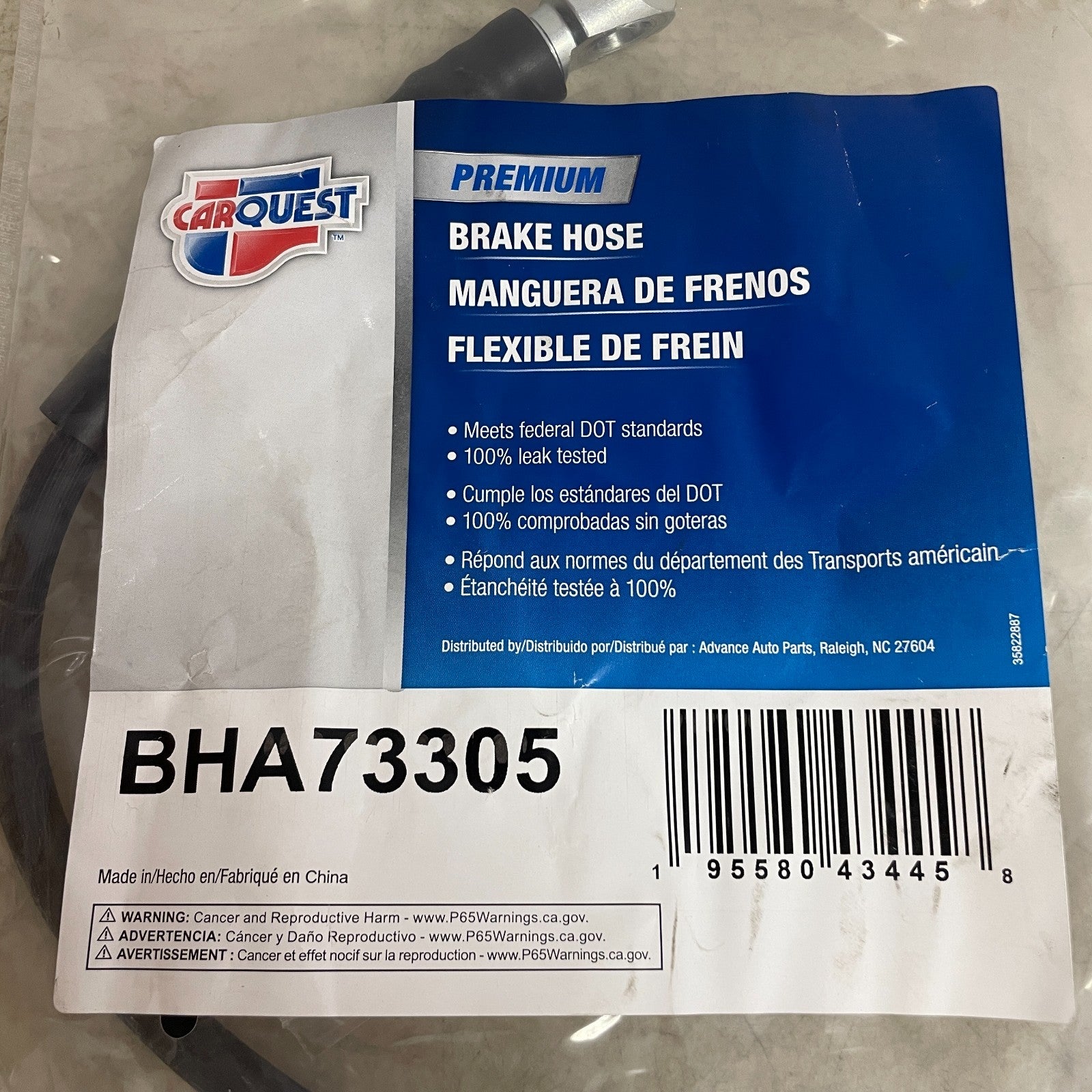 Carquest Premium Brake Hose BHA73305  15.25" Banjo to Female Copper Washers