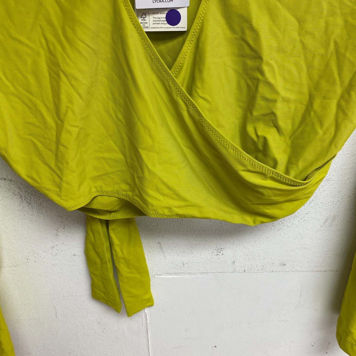 Calia Women's Swim Collection Cropped Front Tied Rash Guard Kiwi Green WSA22804