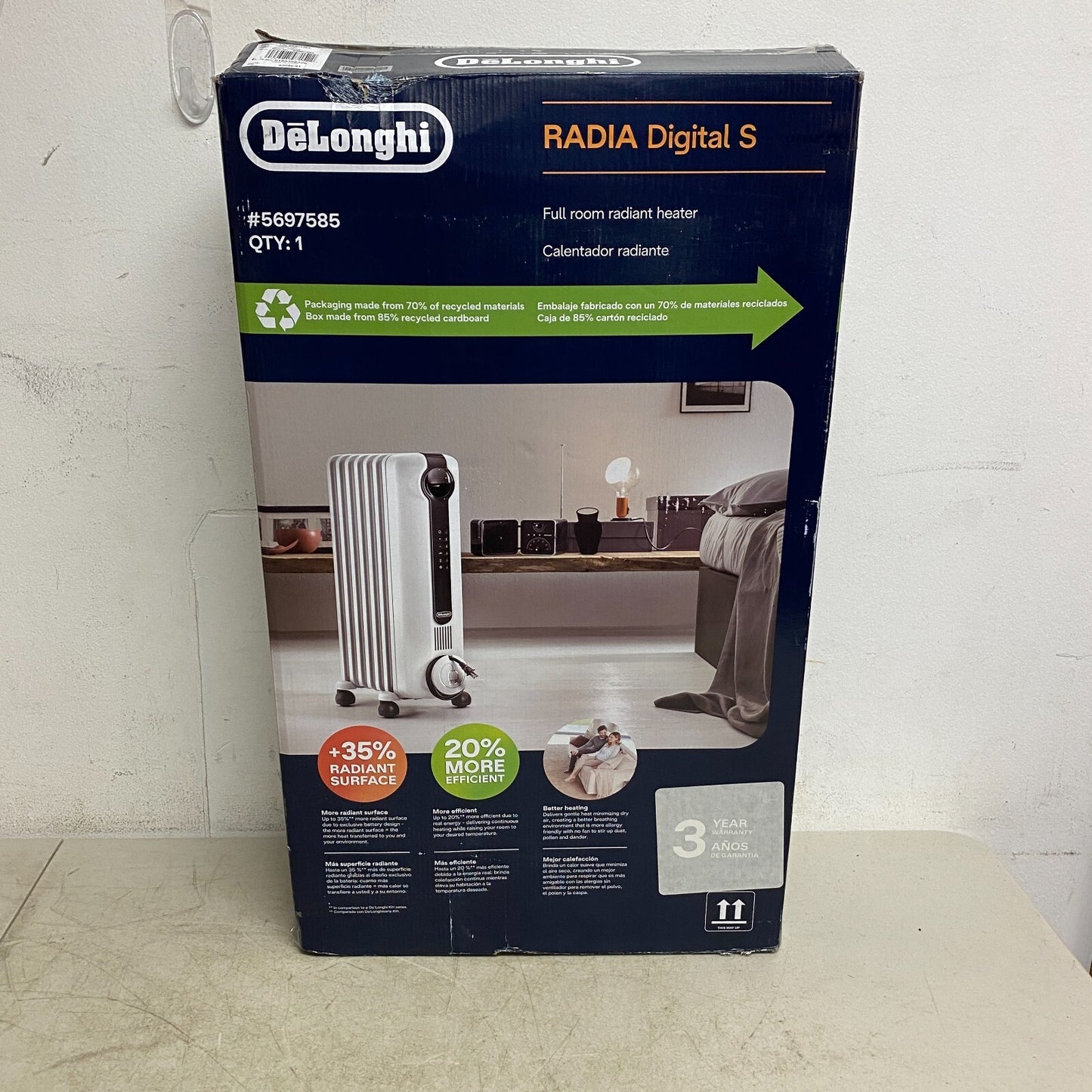 DeLonghi Radia Digital 5 5697585 1500 Watt White Electric Space Heater