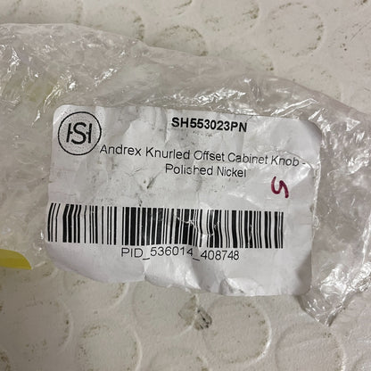 Signature Hardware Andrex Knurled Offset Cabinet Knob Polished Nickel SH553023PN