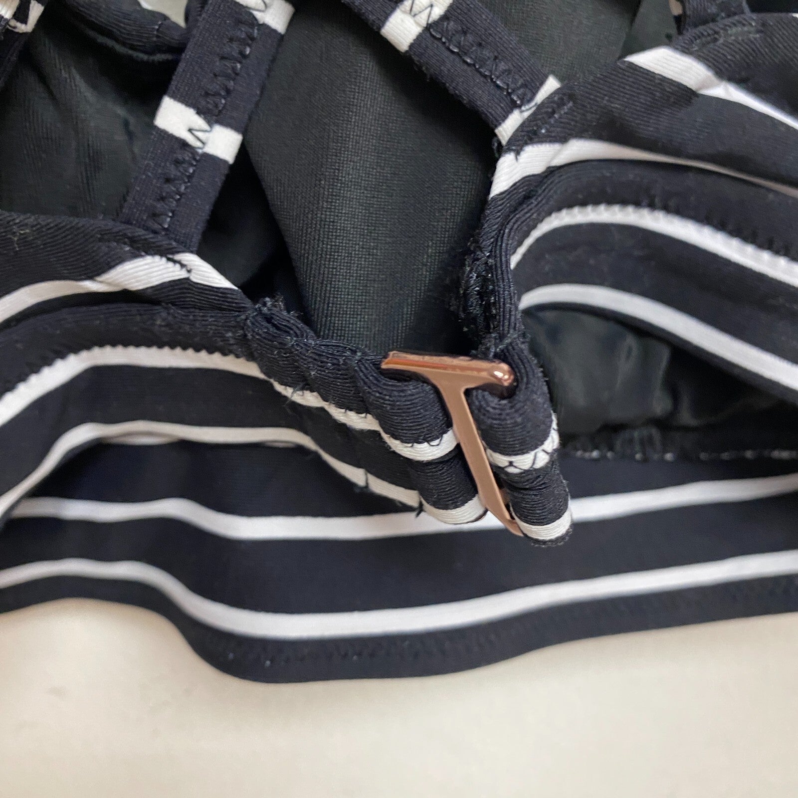 Calia Women's Runched Front Cross Back Racerback Top Stripe Black WSA23204PRT