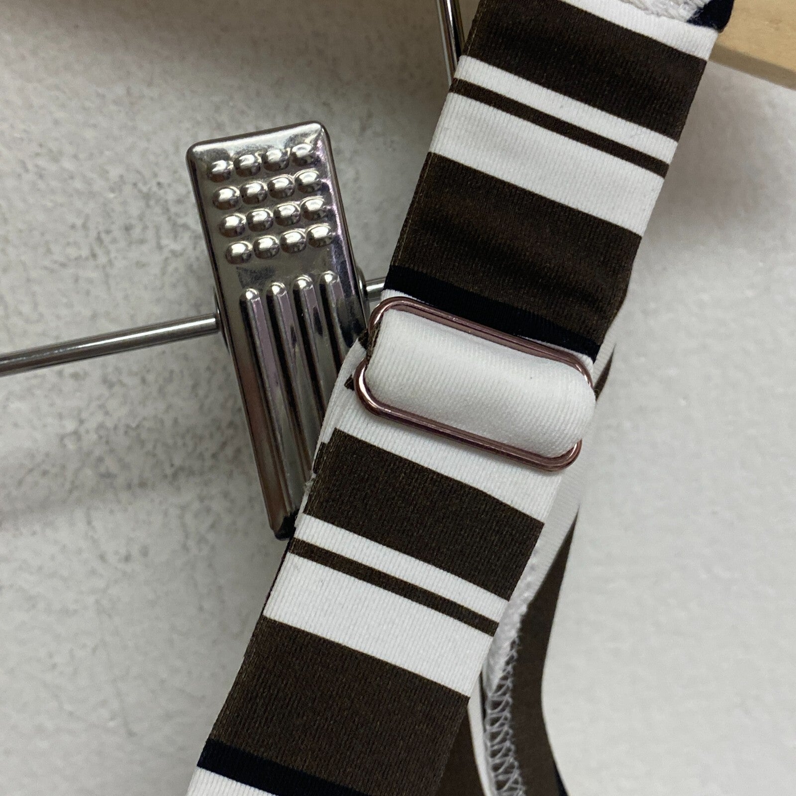 Calia Women's Tie Back Bikini Top Variegated Stripe White/Brown WSA23200PRT