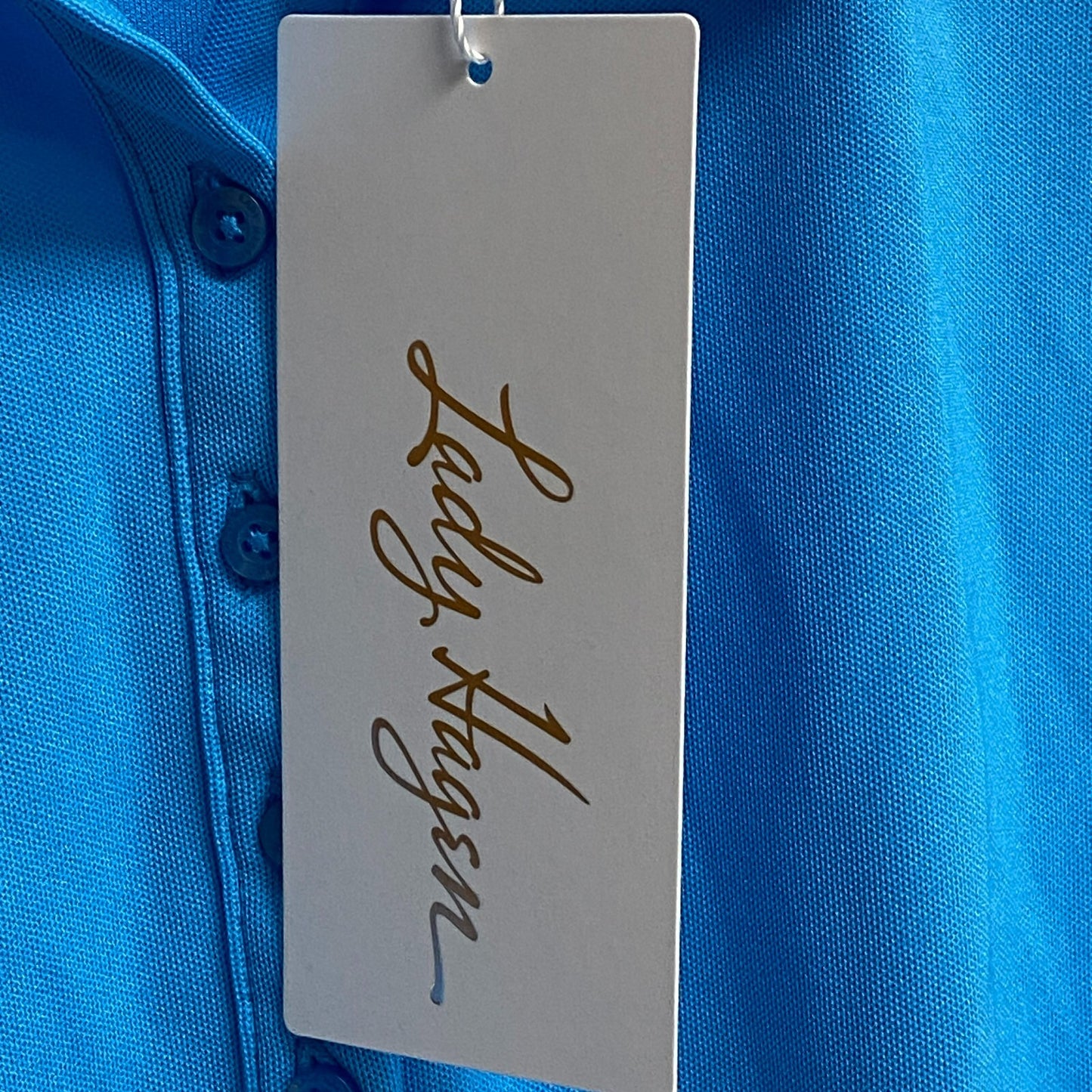 Lady Hagen Womens Eyelet Dolman Polo Blue Oasis Sleeveless Solid WGH11478