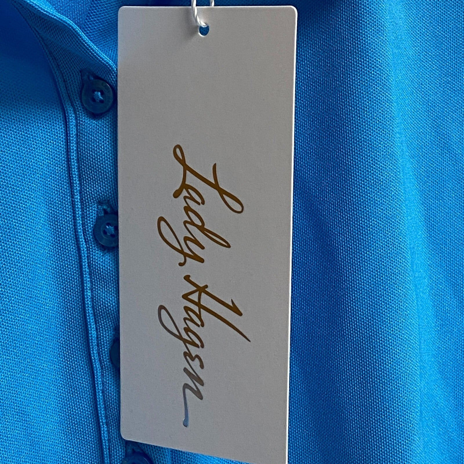 Lady Hagen Womens Eyelet Dolman Polo Blue Oasis Sleeveless Solid WGH11478