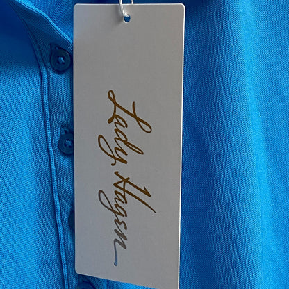 Lady Hagen Womens Eyelet Dolman Polo Blue Oasis Sleeveless Solid WGH11478