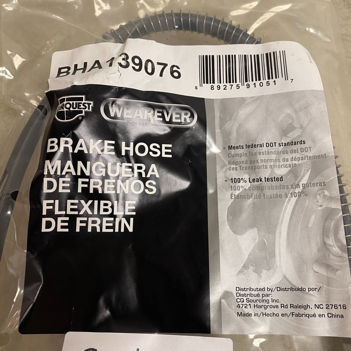 Carquest WEAREVER Brake Hose BHA139076 Assembly Front Left Universal Fit