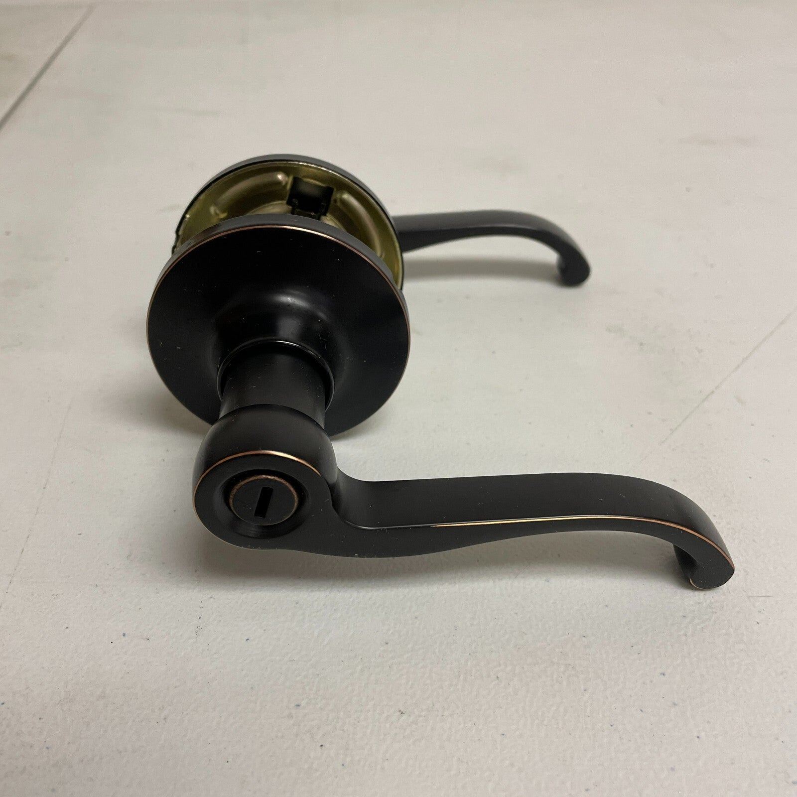 Signature Hardware Closed Scroll Lever Privacy Door Lock Oil‑Rubbed Bronze