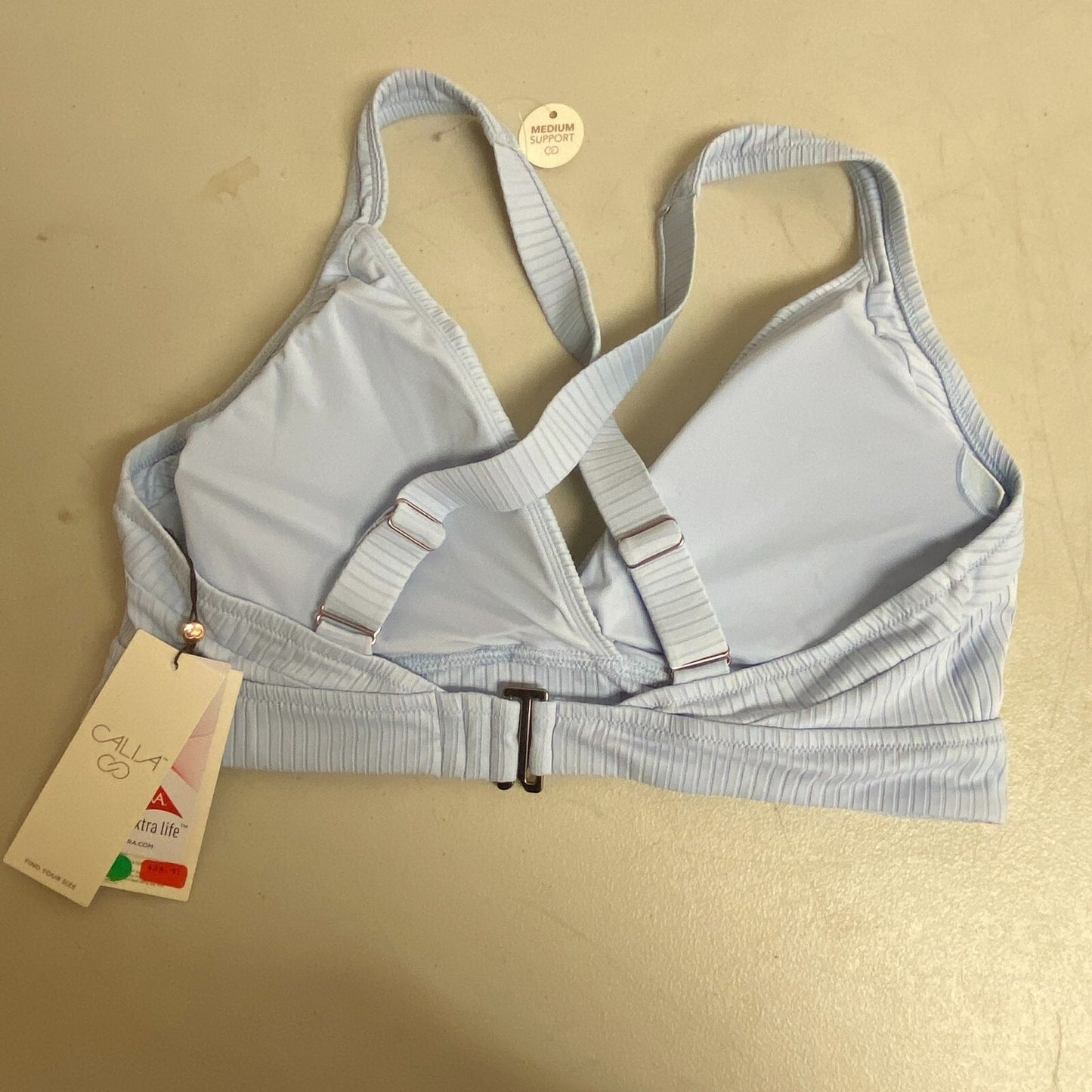 Calia WomensTriangle Cross Back Top Blue  Solid Stylish Trendy WSA22219R