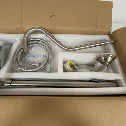 Signature Hardware Dolwick Exposed‑Pipe Shower & Tub Faucet Brushed Nickel