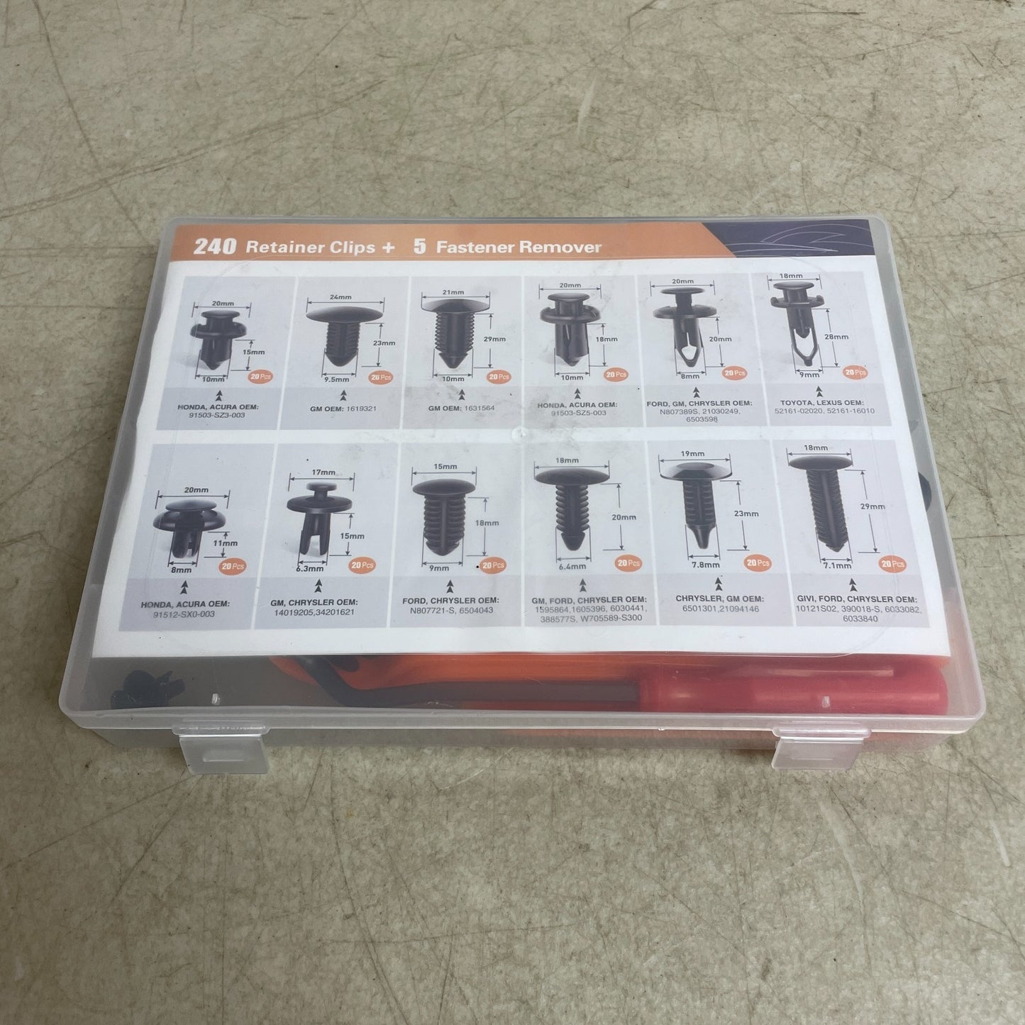 240Pc Bumper Retainer Clip Fastener Kit with Remover Tool Universal Push