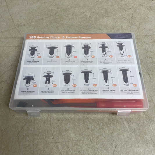 240Pc Bumper Retainer Clip Fastener Kit with Remover Tool Universal Push