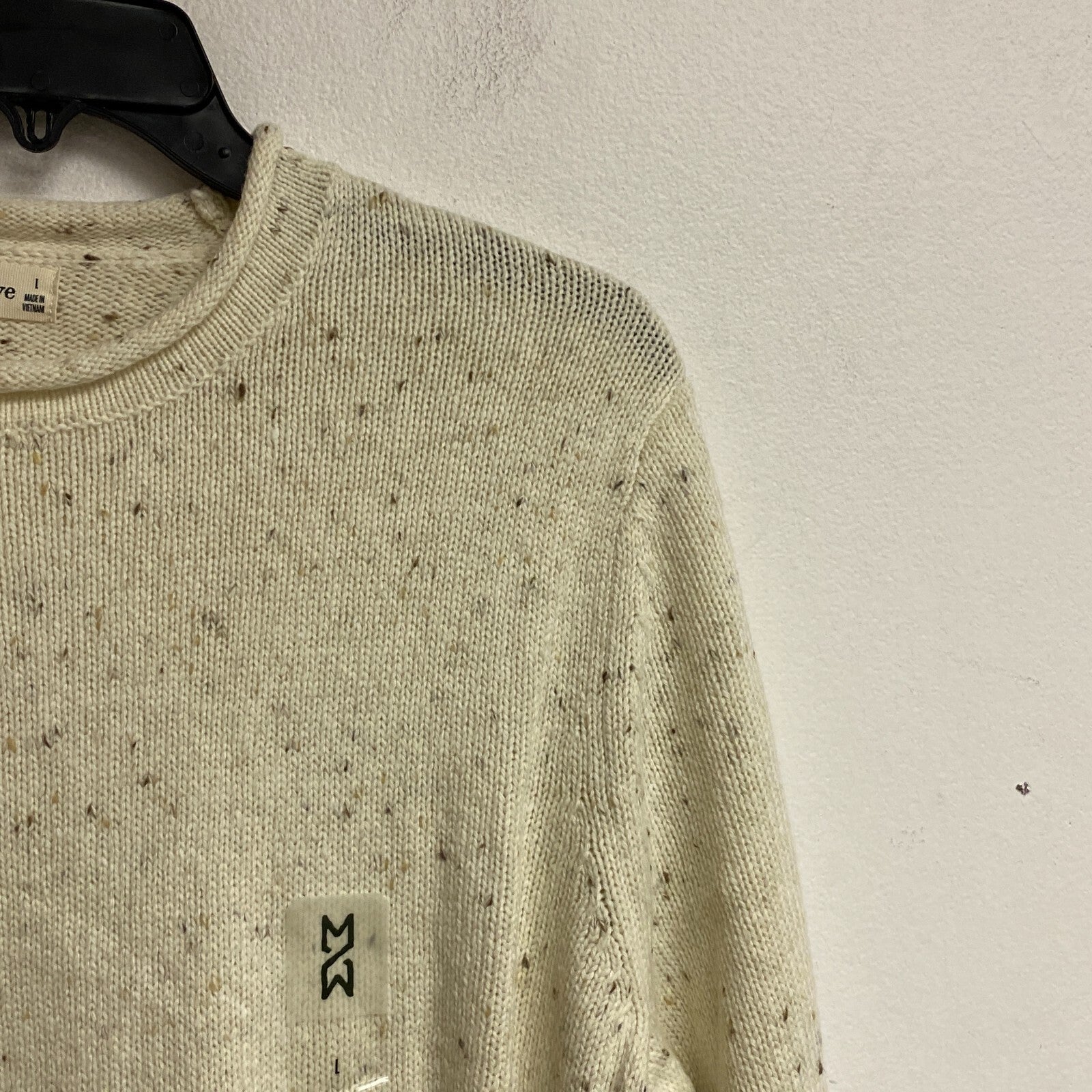 Mutual Weave Crew Neck Long Sleeve Mock Turtle Neck Sweater Size L Color Ivory