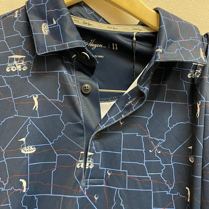 Walter Hagan Mens' P11 USA Road Trip Print Polo Road Trip Navy MGA11481