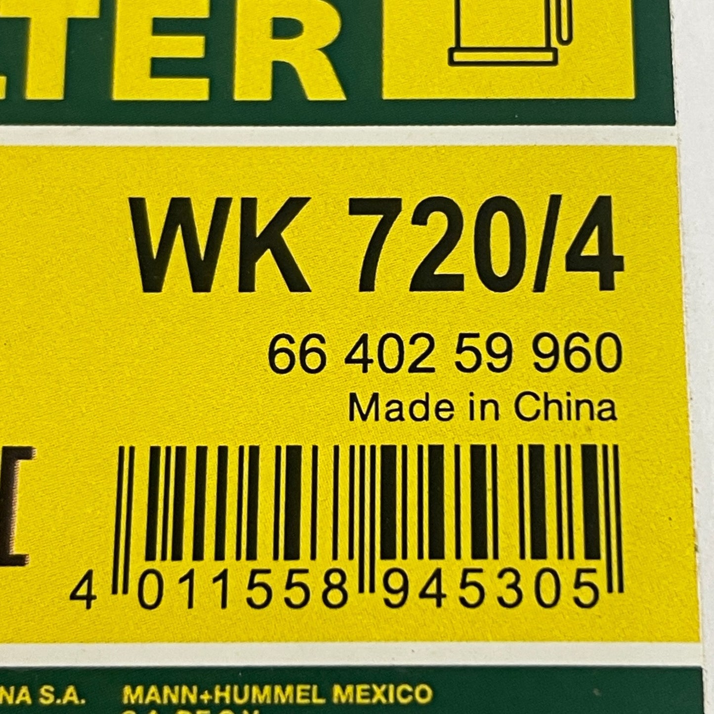 MANN FILTER WK 720/4 Fuel Filter OE 4F0201511E / 4F0201511C Audi / R8 / A6