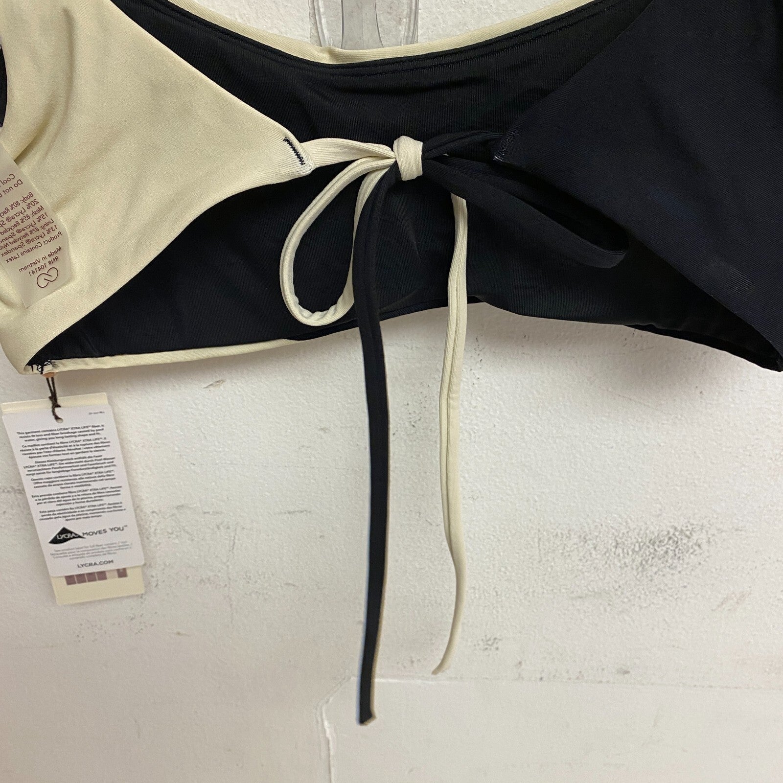 Calia Women's Tie Back Bikini Top Black Color block WSA23200PRT Brand New!