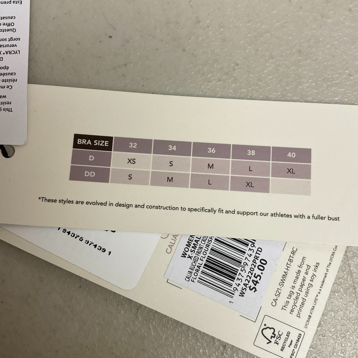 Calia Ruched Front Cross Back Top Floral Flourish Blue Bikini Top WSA22202PRT