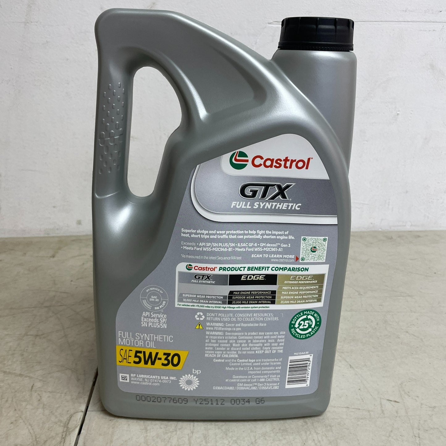 Castrol GTX Full Synthetic 5W-30 Motor Oil 5 Quart Jug Advanced Protection