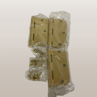 Signature Hardware Rounded Steel Door Hinges 3‑Pack Plain Bearing Champagne Bras