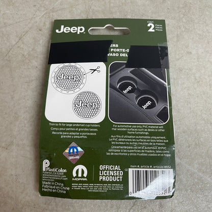 Jeep Plasticolor 000652R01 Jeep Logo Cup Holder Coaster Set 2 Pack Black PVC