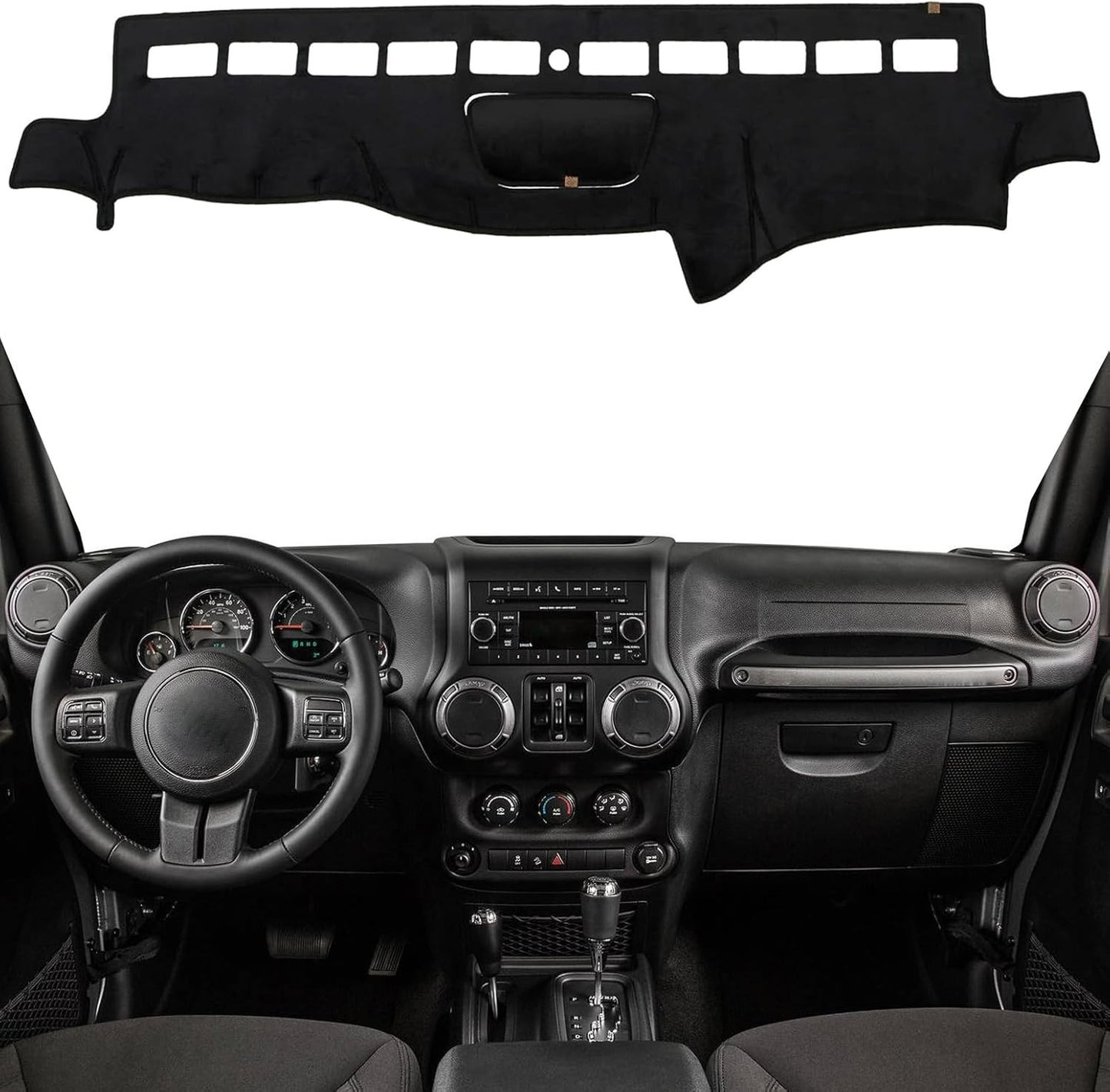 KEYOOG Dash Cover Black Anti-Glare Non-Slip Mat for Jeep Wrangler JK 2011-2017