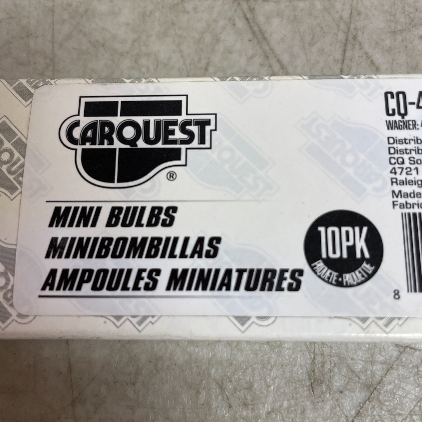 Carquest CQ-47 Mini Bulbs 10-Pack 12V 0.5A 2CP Dash Gauge Panel Light Lamps