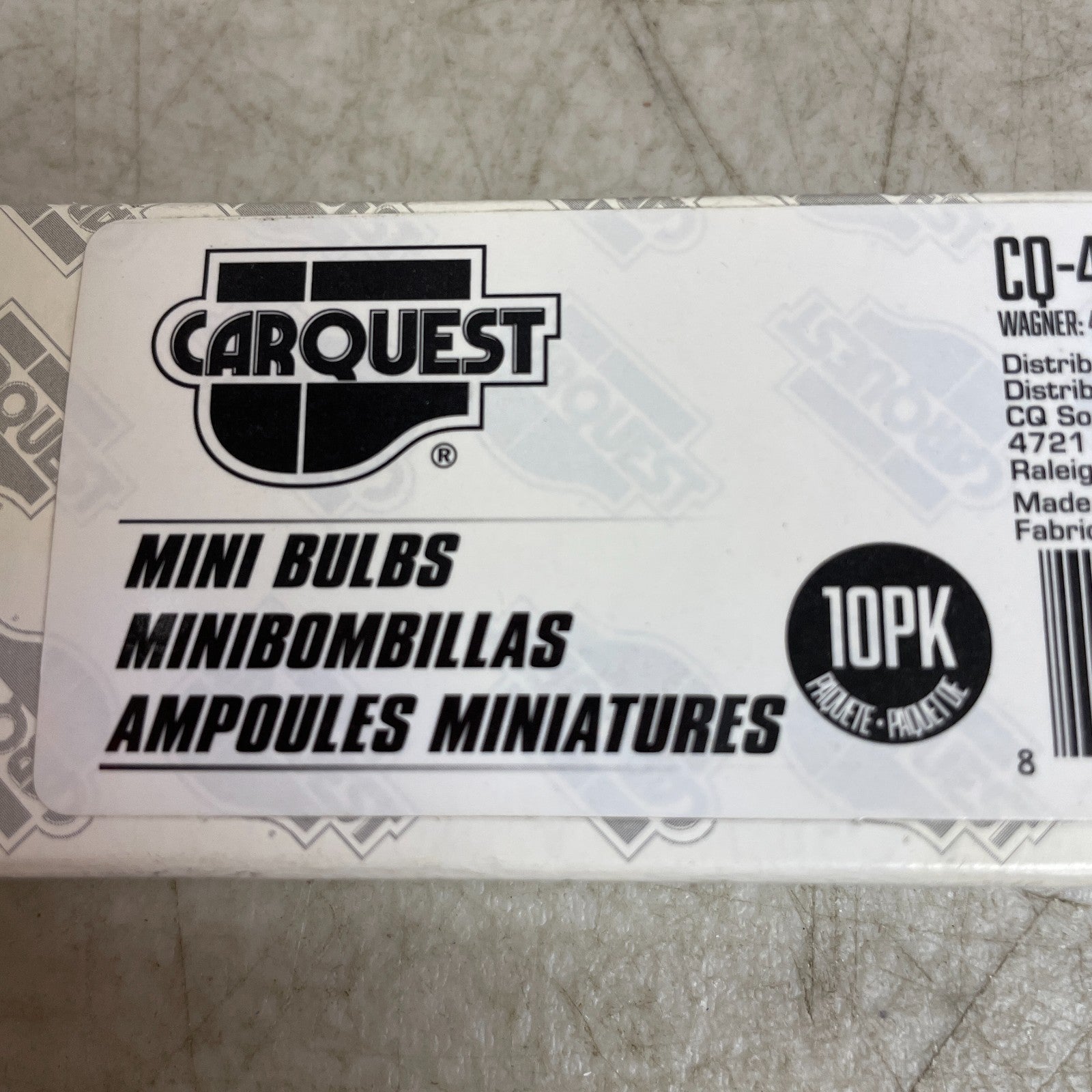Carquest CQ-47 Mini Bulbs 10-Pack 12V 0.5A 2CP Dash Gauge Panel Light Lamps